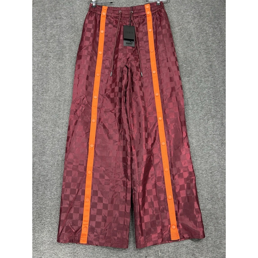 FENTY X PUMA by Rihanna Tearaway Track Pants Womens S Burgundy Baggy 575770 07